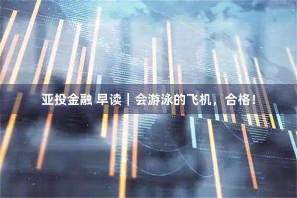 亚投金融 早读｜会游泳的飞机，合格！