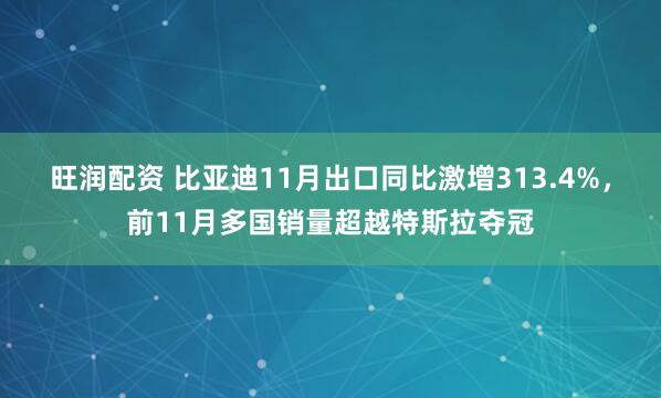 旺润配资 比亚迪11月出口同比激增313.4%，前11月多国销量超越特斯拉夺冠